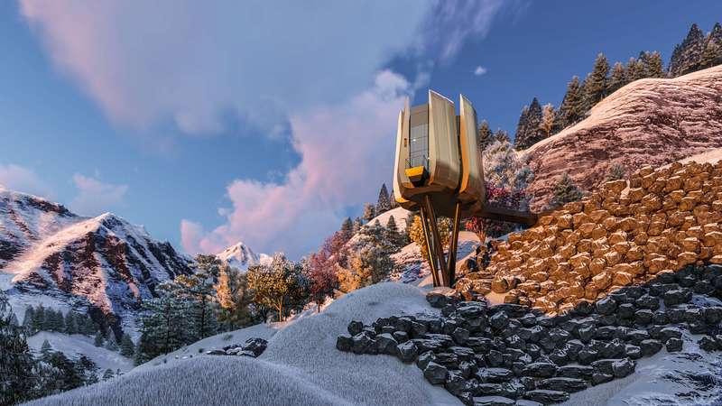 Futuristic Sustainable Mountain Pod